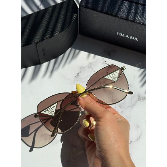 NEW Prada PR57YS Sunglasses in Gold Brown Gradient - Picture 3 of 7